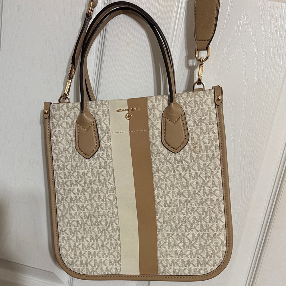 Michael Kors Cream and Brown Tote Bag